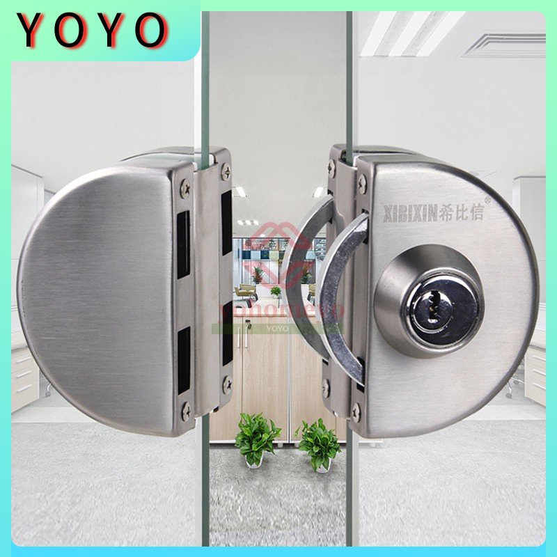 【COD】10-12mm Glass Door Lock with Keys for Home Hotel Bathroom 304 Stainless Steel Double Bolts