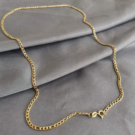 18k Saudi Gold Figaro Chain Necklace - 20 Inches