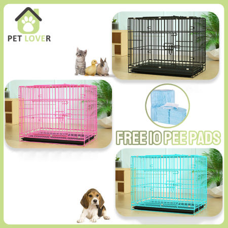 Collapsible Double Door Pet Cage with Free Poop Tray