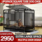 Large Metal Dog Cage with Wheels - Foldable, Stainless Steel