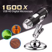 USB Digital Zoom Microscope with 1600X Magnification and 8-LED Light