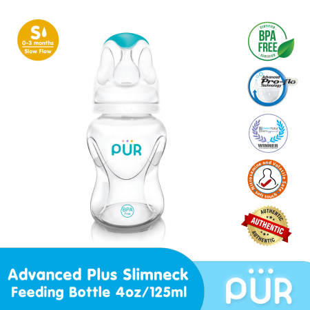 Pur Advanced Plus Slim Neck Feeding Bottle - 4oz / 125ml.