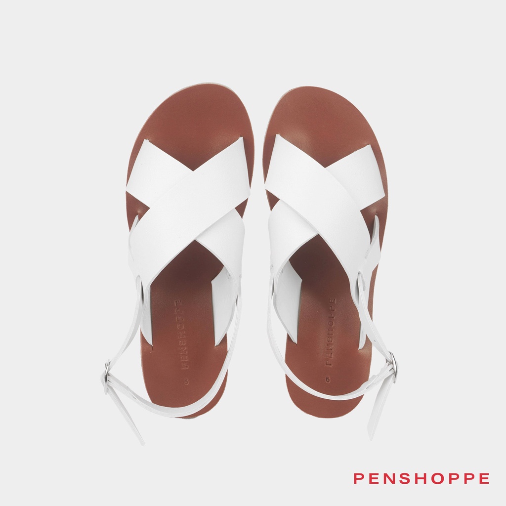 On sale flat korean Penshoppe Adjustable Strap Sandals For Women  (BeigeWhite) for women men girls kids flat korean | Lazada PH