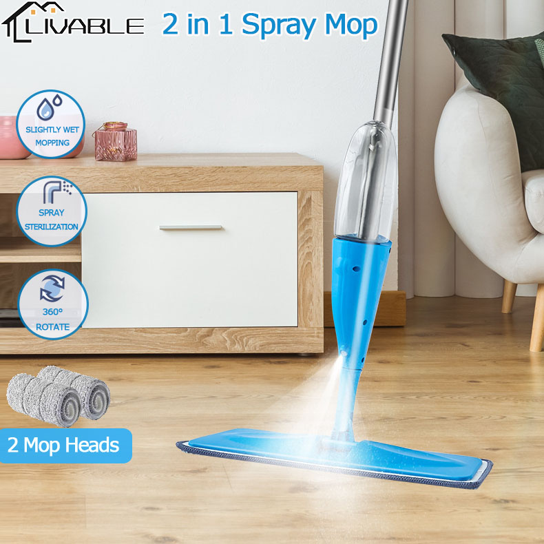 LIVABLE Spray Mop 360° Degree Spin Head Flat Floor Cleaner Water Spray Mop For Home Floor Cleaning Wet And Dry Dual Mop