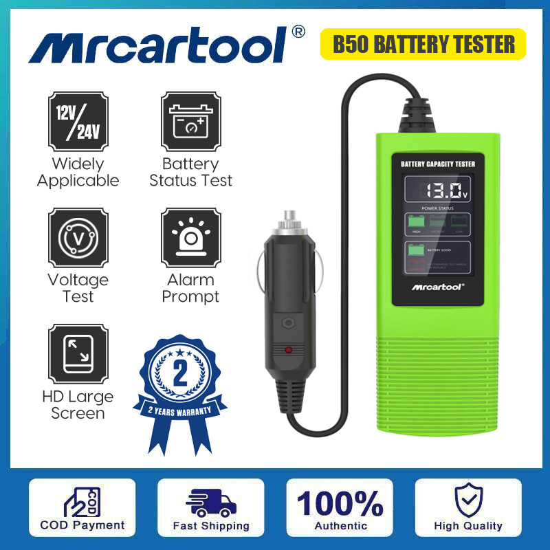 HD Automotive Battery Capacity Tester, 12V/24V, Large Screen Display