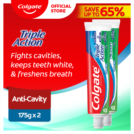 Colgate Triple Action Anti-Cavity Toothpaste Twin Pack 175g