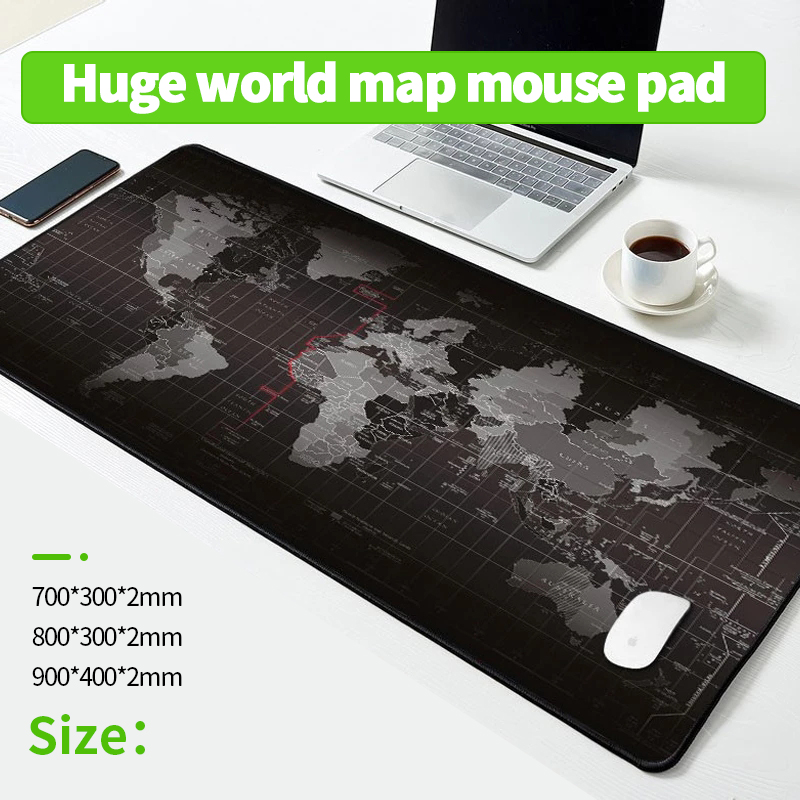 World Map Extended Gaming Mouse Pad - Waterproof & Non-Slip