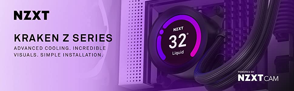 NZXT Kraken Z Series Z63 280mm **LGA 1700 bracket included** - RL-KRZ63-01 - AIO RGB CPU Liquid Cooler - Customizable LCD Display - Improved Pump - Powered by CAM V4 - RGB Connector - Aer P 140mm Radiator Fans (2 Included) LGA1700 Support