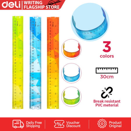 Deli Flexible Twist Soft Ruler Metric Inch School Supplies Office Supplies EH651