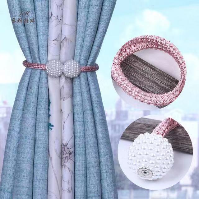 Magnetic Curtain Tiebacks Braided Ball Buckle Punch Free Drapery