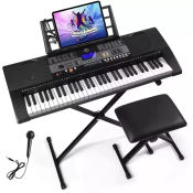 61-Key Digital Electric Adult Piano Keyboard & Sheet Music Stand Portable Electronic Keyboard for Beginners