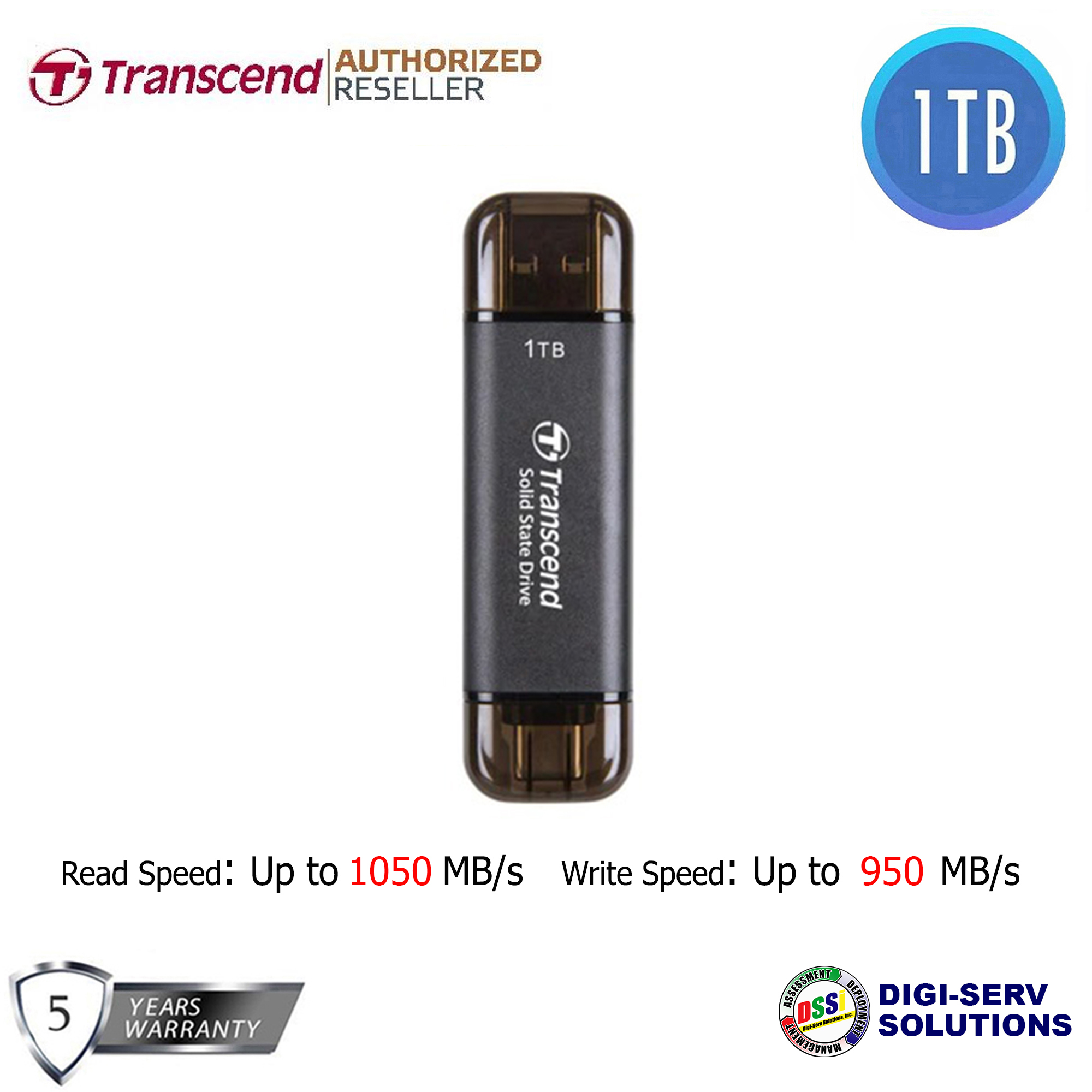 256GB Transcend ESD310C Dual USB Portable SSD (USB Type-A and Type