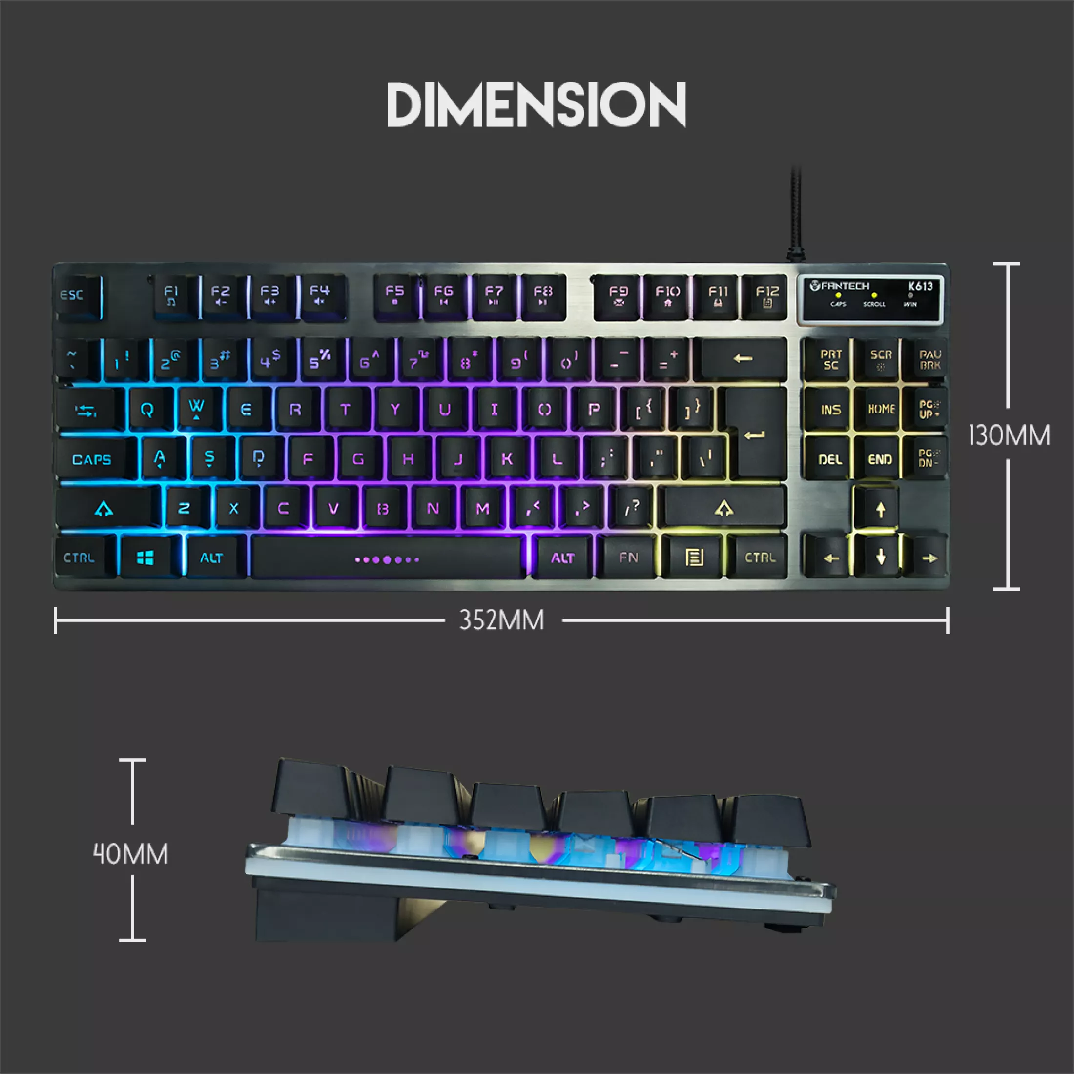 Fantech K613 Fighter TKL II Tournament Edition Gaming Keyboard - Black 5 Fantech K613 Fighter TKL II Tournament Edition Gaming Keyboard - Black