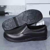 COD Rubber Shoes Black Leather Casual for Men's Shoes-ST620