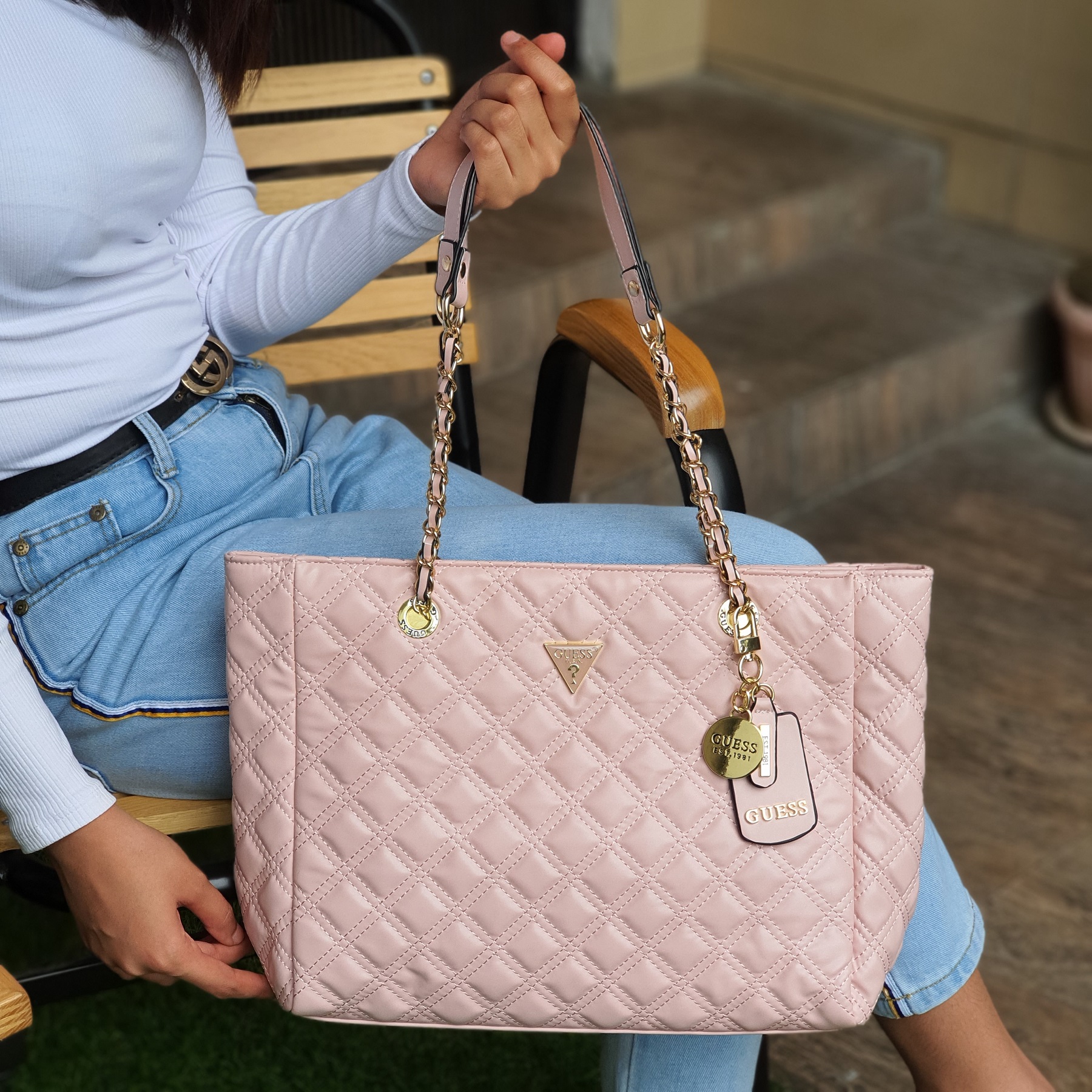 Pink Katey Luxury Satchel Bag - GUESS