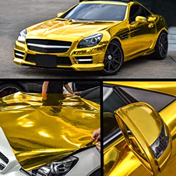 STRETCHING CHROME MIRROR GOLD VINYL WRAP STICKER FOR CAR/MC