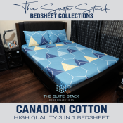 Premium Canadian Cotton Bed Sheet Collection, Geometric Blue