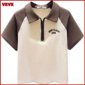 VEVE Women's Summer Polo Shirt, Short-sleeved T-shirt 2023