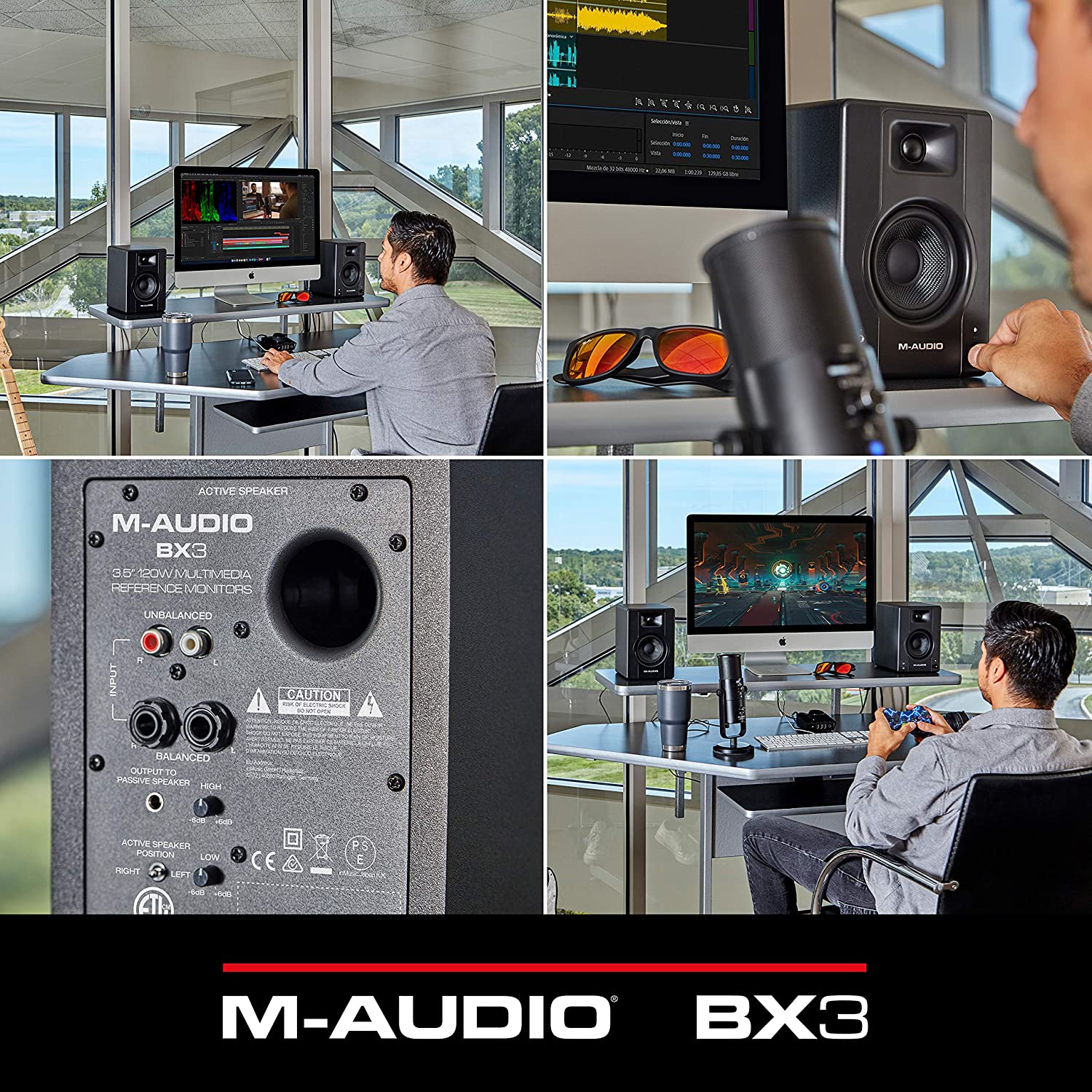 M-AUDIO BX3 Enceintes de monitoring actives de 120 W pour Gaming, Mutimedia  et Production Musicale
