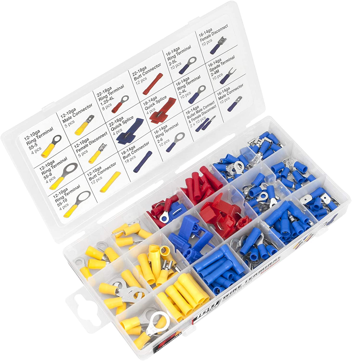160pc Terminal Set Wire Connector Kit Color Coded Crimping Male & Female 