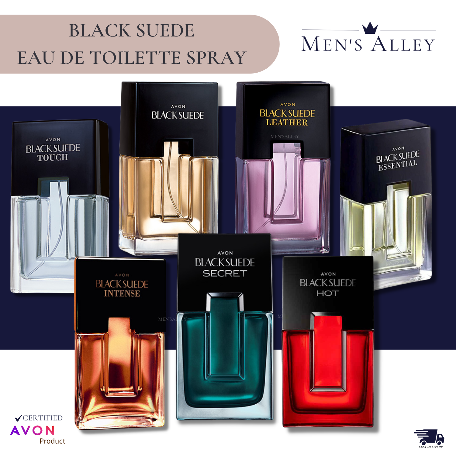 Avon Black Suede Men's Cologne Set with Assorted Body Spray