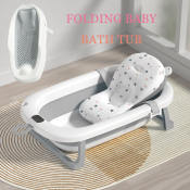 Folding Baby Bathtub with Support Pad - Non-Slip Travel Tub