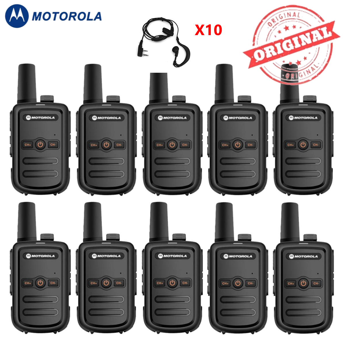 5 Watts Motorola C51 Set of 10 Portable Mini Radio Walkie Talkie Long Range 5KM Two Way Radio 16 Channels UHF 400-470MHz Clear Audio Handheld Walkie-Talkies Outdoor/School/Mountain area/Hotel/Kitchen/Underpass/High Rise Water/dust/shockproof Buy 1 Take 1 - Image 4