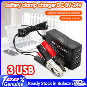 Battery Clip Charger DC12V/24V to 5V, 3A USB Charger