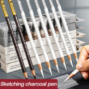 White Charcoal Pencil Set by 7012 for Sketching and Drawing