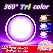 10PCS Led 3 Color Pin Light Downlight Recessed Pin Light Panel Ceiling Light Blue+Yellow+Purple for House Decoration