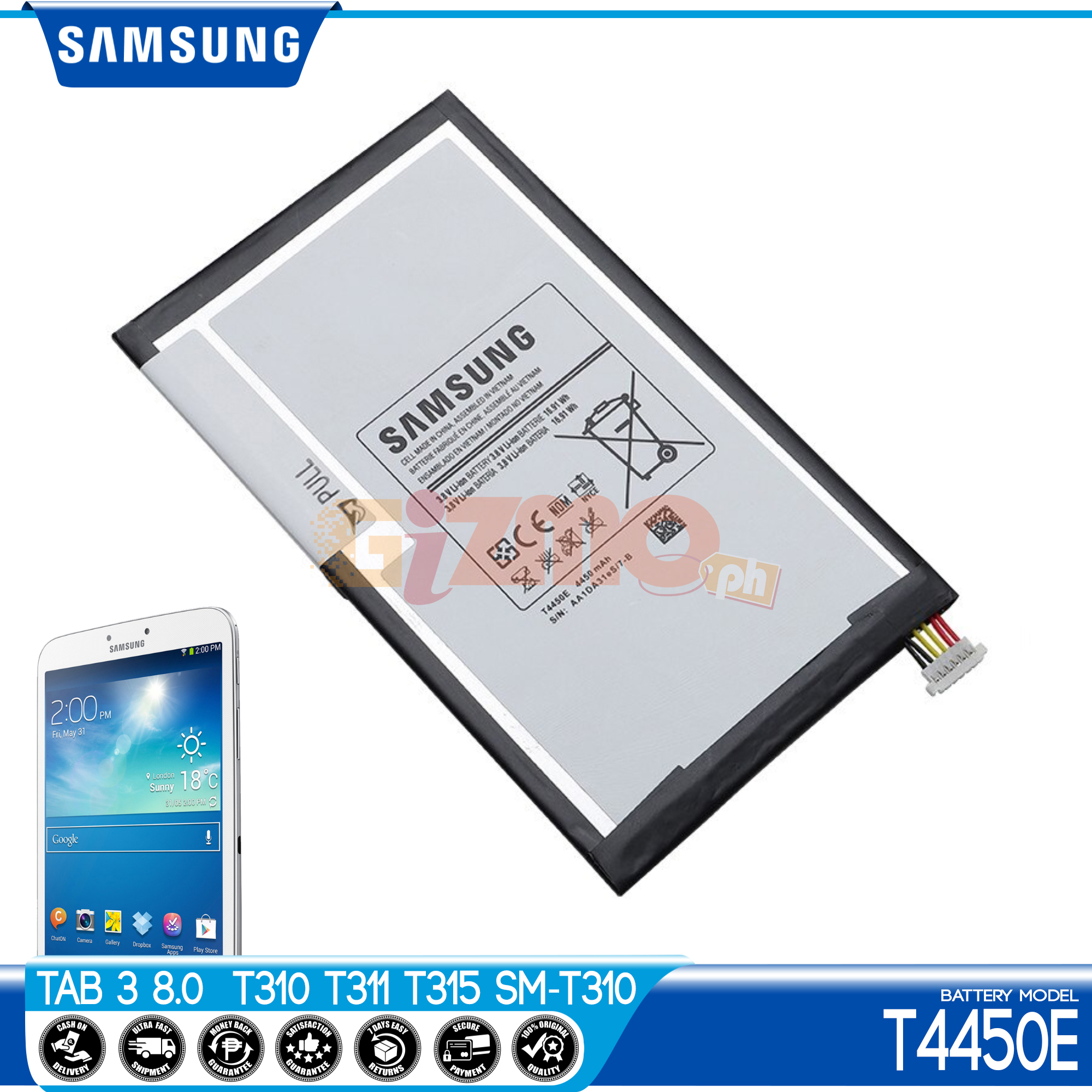 1pc New Battery Tab 3 8.0 SM For T310 T311 T315 T4450E Smartphone - 4450mAh Replacement