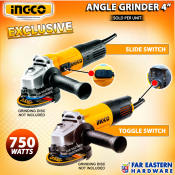 INGCO Angle Grinder Slide | 4" 750W with Free Cutting Disc