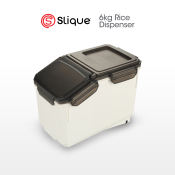 SLIQUE Rice Dispenser: Airtight Storage Container with Measuring Cup