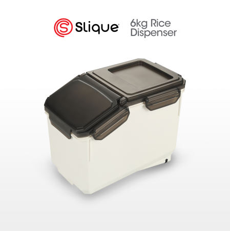 SLIQUE Rice Dispenser: Airtight Storage Container with Measuring Cup