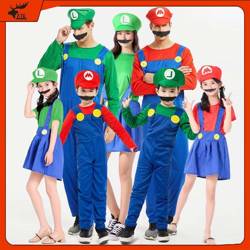 Product photo of Mario & Luigi Jumpsuit Costume (Kids to Adults) from its Lazada listing
