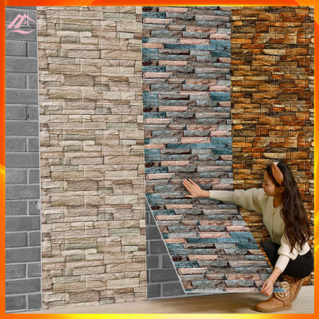 Retro 3D Foam Brick Wallpaper - Waterproof Wall Decor