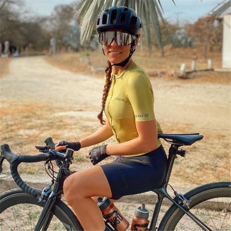 yellow cycling jersey women's