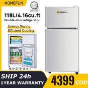 HOMEFUN Mini Inverter Refrigerator with Freezer - Energy Efficient and Quiet