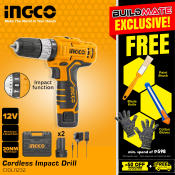 Ingco 12V Cordless Impact Drill with Battery & Charger