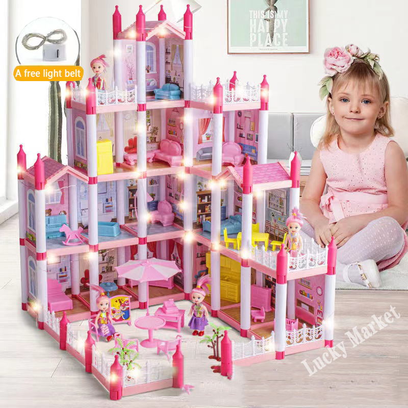 Children's Game House Princess Dream Castle Villa Toy Girl Doll House  Assembly Building House Toy Diy Halloween Christmas Gift Set - Temu  Philippines