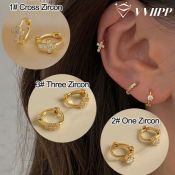 Mini Zircon Hoop Earrings - 14K Gold Plated Jewelry