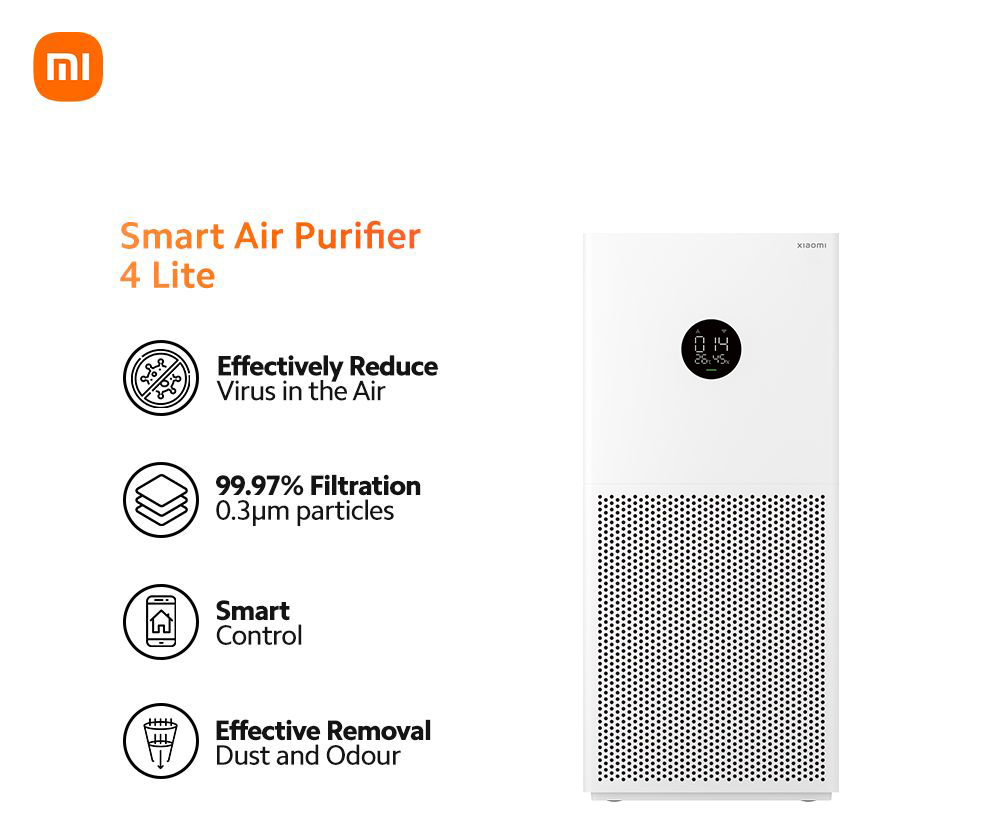 Xiaomi Smart Air Purifier 4 Lite OLED Display High Efficiency Filter High-Precision Laser Sensors Smart & Voice-control (25 to 43 square meters (m²)