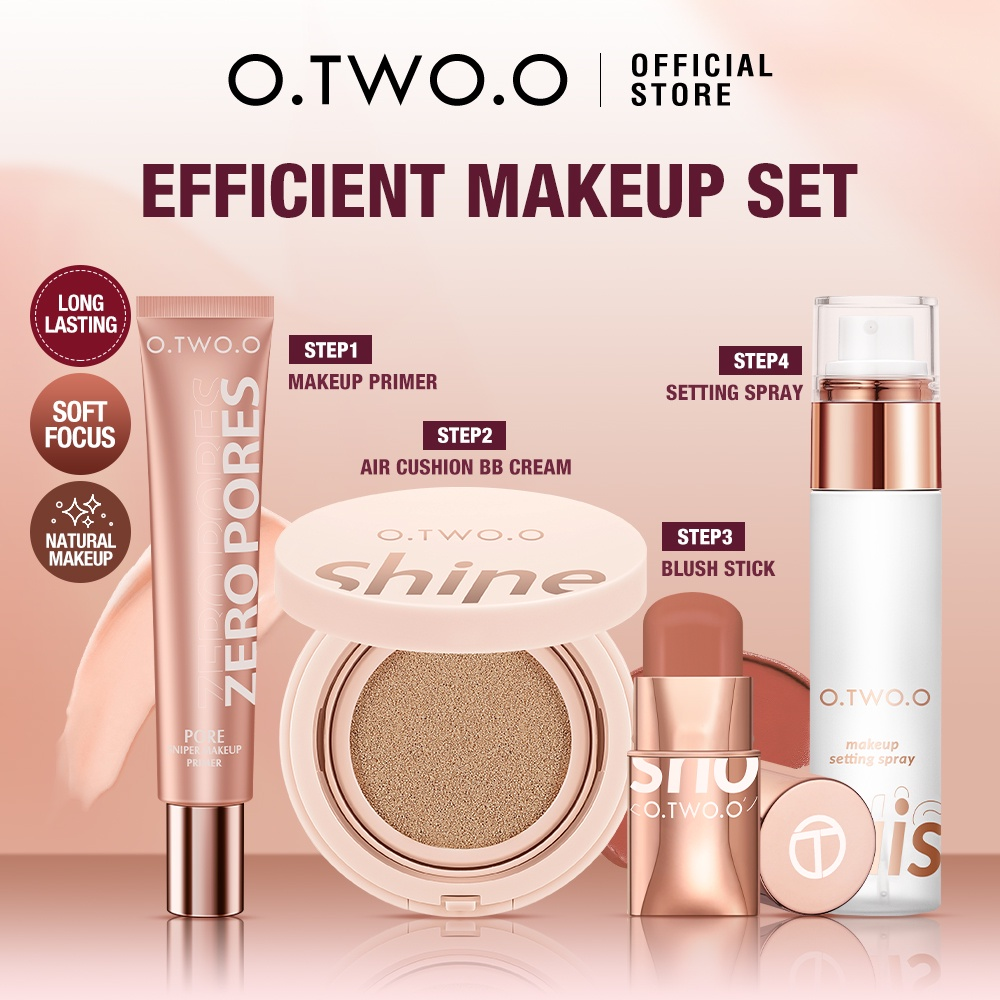 Discount on O.TWO.O  shoes - SKU: O.TWO.O 4pcs Face Makeup Set Multipurpose Bundle Air Cushion BB Cream Makeup Blush Sunscreen SPF 30+