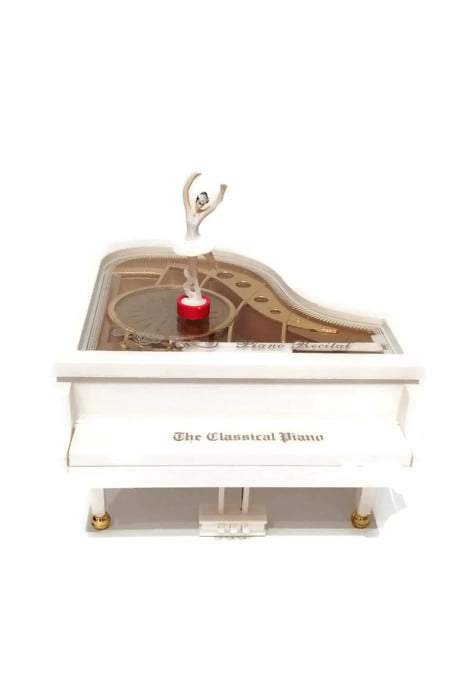 Baby Grand Piano Music Box with Dancing Ballerina Figurine