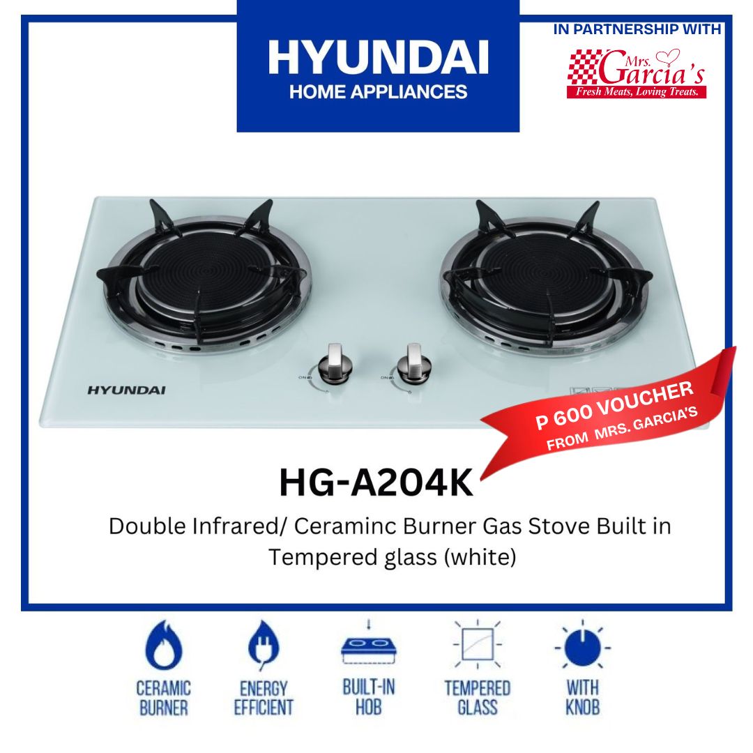 Hyundai Infrared Stove Double Infrared Burner Tempered Glass Gas