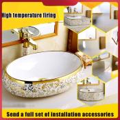 Gold Hot Cold Water Mixer Sink - European Ceramic Design