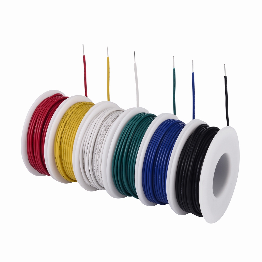 19.6ft Each Color striveday trade; 22 AWG Flexible Silicone Solid wire Kit box Electric wire 22 gauge Hook Up Wire 300V Cable 