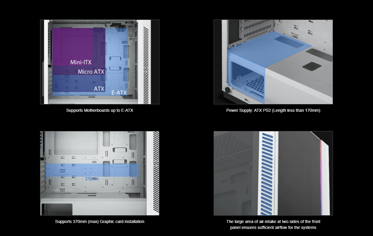 DeepCool MATREXX 55 V3 ADD-RGB WHITE 3F Mid-Tower ATX Case, E-ATX Support, Tempered Glass Panels, Three Included ARGB Fans, Motherboard Sync and Front I/O RGB Control, White - DP-ATX-MATREXX55V3-AR-WH