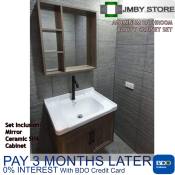 Aluminum Bathroom Vanity Cabinet Set with Mirror and Ceramic Sink