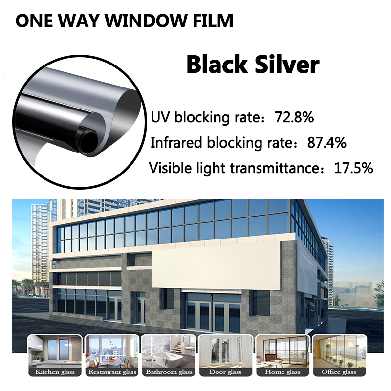 Mirror Reflective Window Film One Way Vision Solar Window Tint Vinyl Glass  Self Adhesive Control Film Privacy Sticker for Home